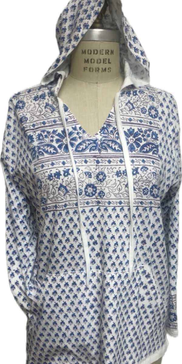 Geeta Far Out Bohemian Hippie India Hand Block Print Jaipur Bright Tee Shirt Baja Hoodie 7095