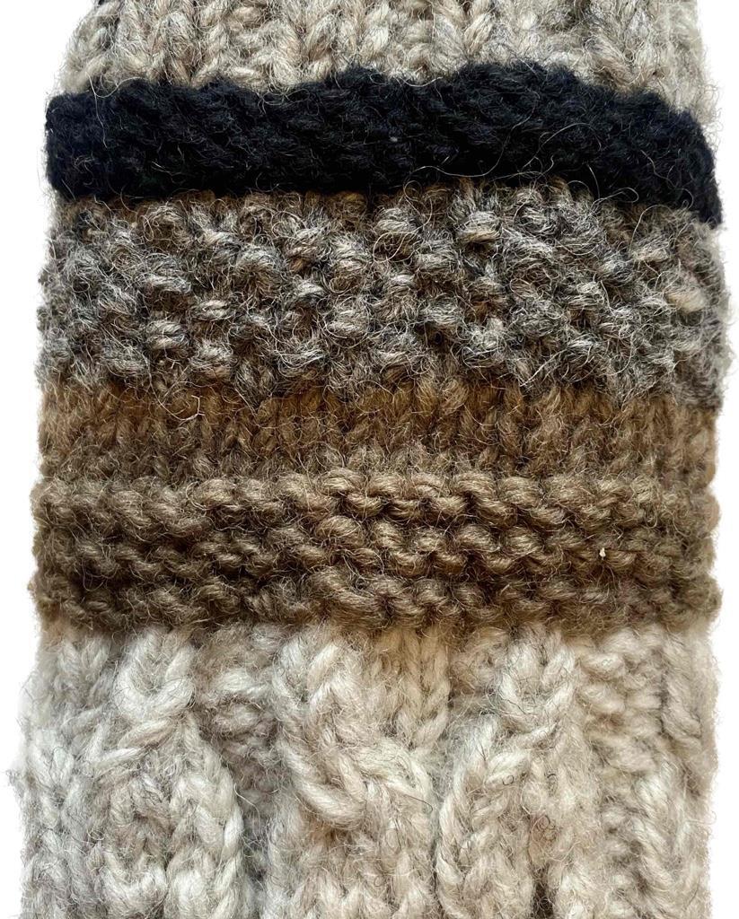 Fair Trade Hippie Knit Crochet Wool Lined Fingerless Texting Gloves Hand Warmers 5612 GY