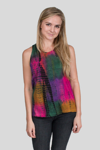 GEETA GROOVY Hippie Bohemian Gypsy India Festival Tie Dye Tee Shirt Tank 7067