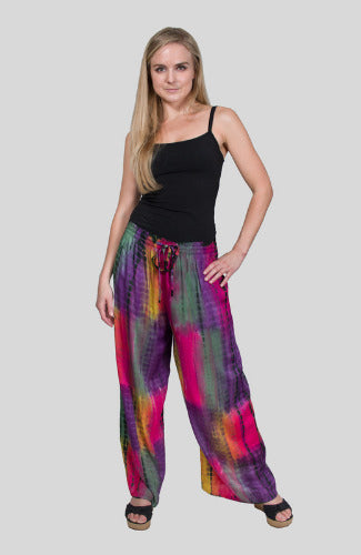 Geeta Hippie Bohemian Gypsy Indian Ethnic Retro Tie Dye Palazzo Pants 4105