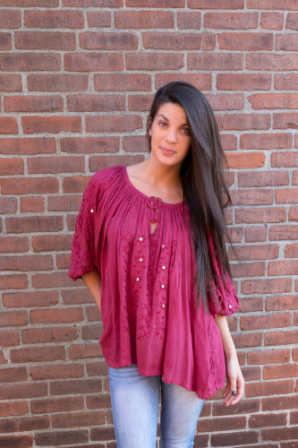 Geeta Hippie Clothes Bohemian Clothing Festival Gypsy Indian Peasant Mirror Top All Colors 2121