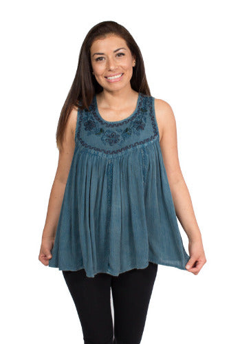 Geeta Hippie Clothes Bohemian Clothing Festival Gypsy India Stonewash Smock Tank All Colors 2187