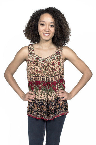 Geeta Hippie Clothes Bohemian Clothing Gypsy Indian Print Ethnic Festival Smock Tank 2144