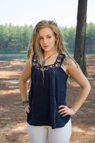 Geeta Hippie Bohemian Festival Gyspy Retro Mexican Smock Peasant Blouse Tank RETRO ALL Colors 2630