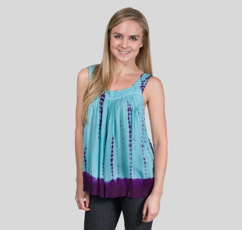 Geeta Hippie Bohemian Gypsy Indian Embroidery Tie Dye Festival Smock Classic Tank 2912