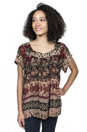 Geeta Hippie Bohemian Gypsy Indian Retro Festival SS Ethnic Smock Top Assorted 2943