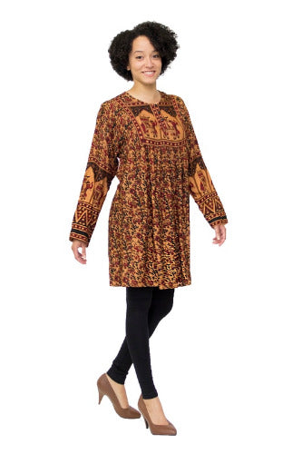 Geeta Hippie Bohemian Indian Gypsy Festival Jaipuri Block Print FULL Smock Top 809