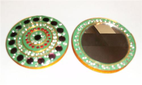 Handcrafted India Jewel Hand Compact Makeup Mirror Circle Sparkle ST22