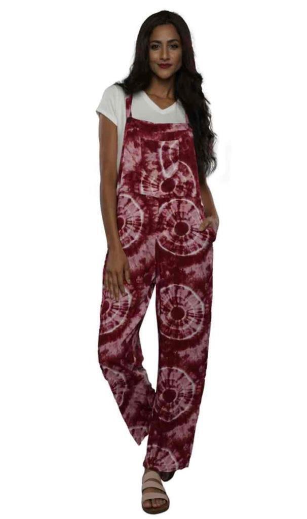 Sacred Threads Hippie Bohemian Festival Groovy Tie Dye Jumpsuit Overalls 222277