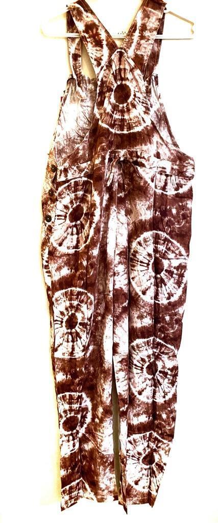 Sacred Threads Hippie Bohemian Festival Groovy Tie Dye Jumpsuit Overalls 222277