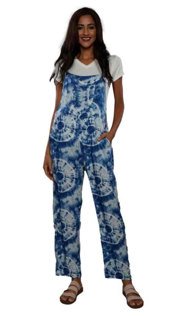 Sacred Threads Hippie Bohemian Festival Groovy Tie Dye Jumpsuit Overalls 222277