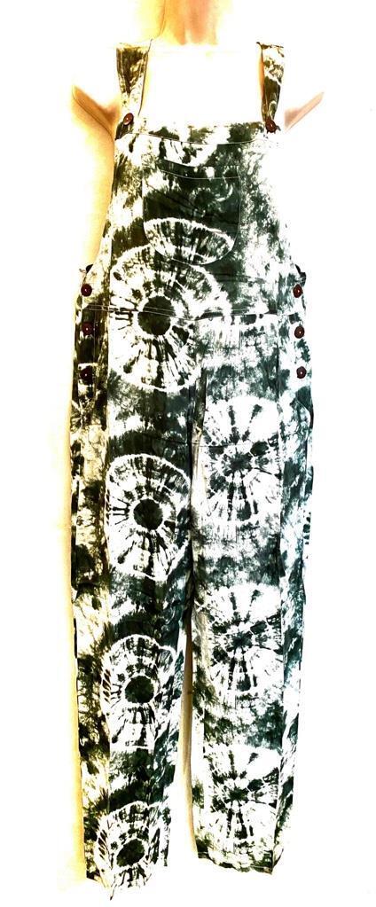 Sacred Threads Hippie Bohemian Festival Groovy Tie Dye Jumpsuit Overalls 222277