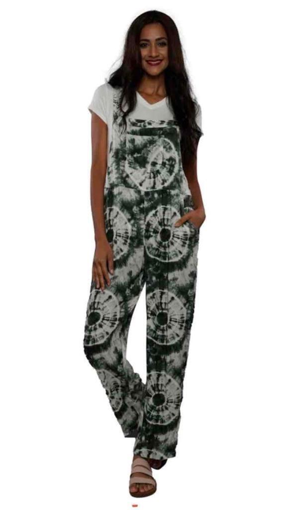 Sacred Threads Hippie Bohemian Festival Groovy Tie Dye Jumpsuit Overalls 222277