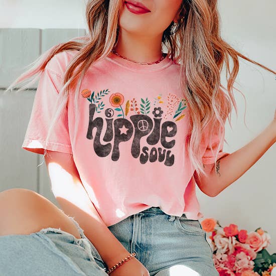 HIPPIE SOUL GARMENT DYED WESTERN GRAPHIC TEE SHIRT