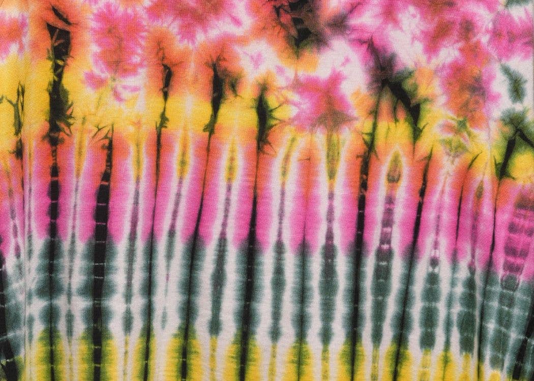Sacred Threads Hippie Bohemian Tie Dye Stretch Batwing Top T Shirt 224112