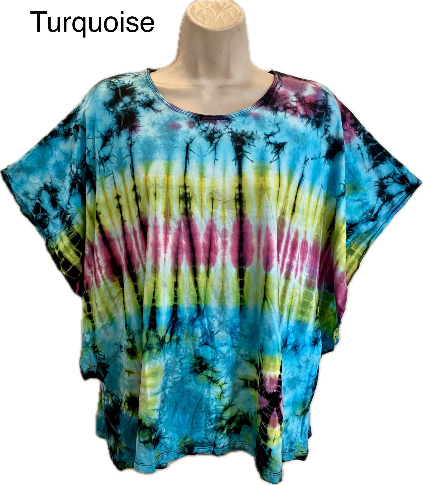 Sacred Threads Hippie Bohemian Tie Dye Stretch Batwing Top T Shirt 224112