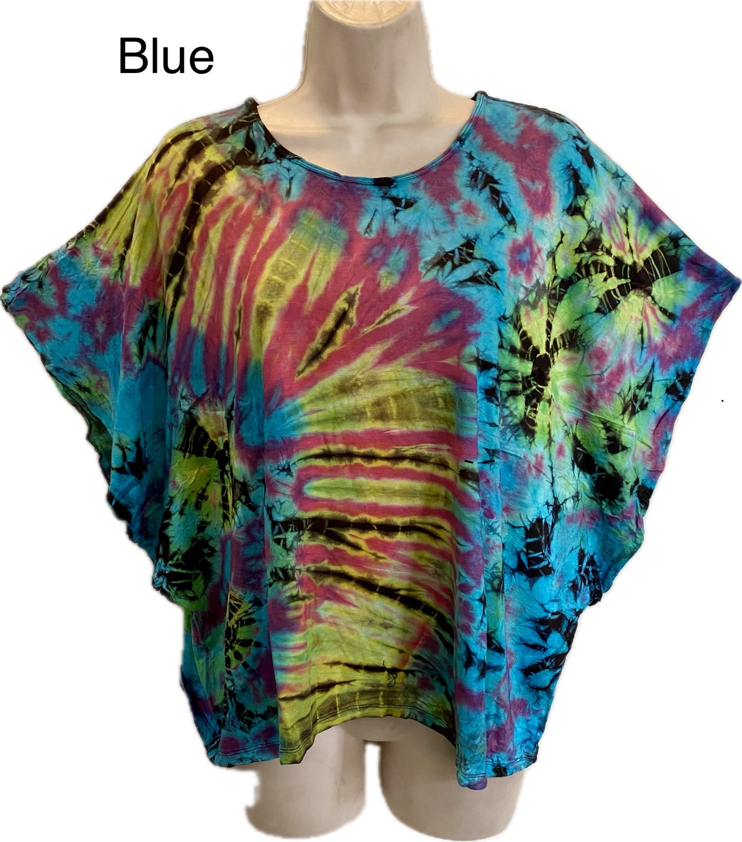 Sacred Threads Hippie Bohemian Tie Dye Stretch Batwing Top T Shirt 224112