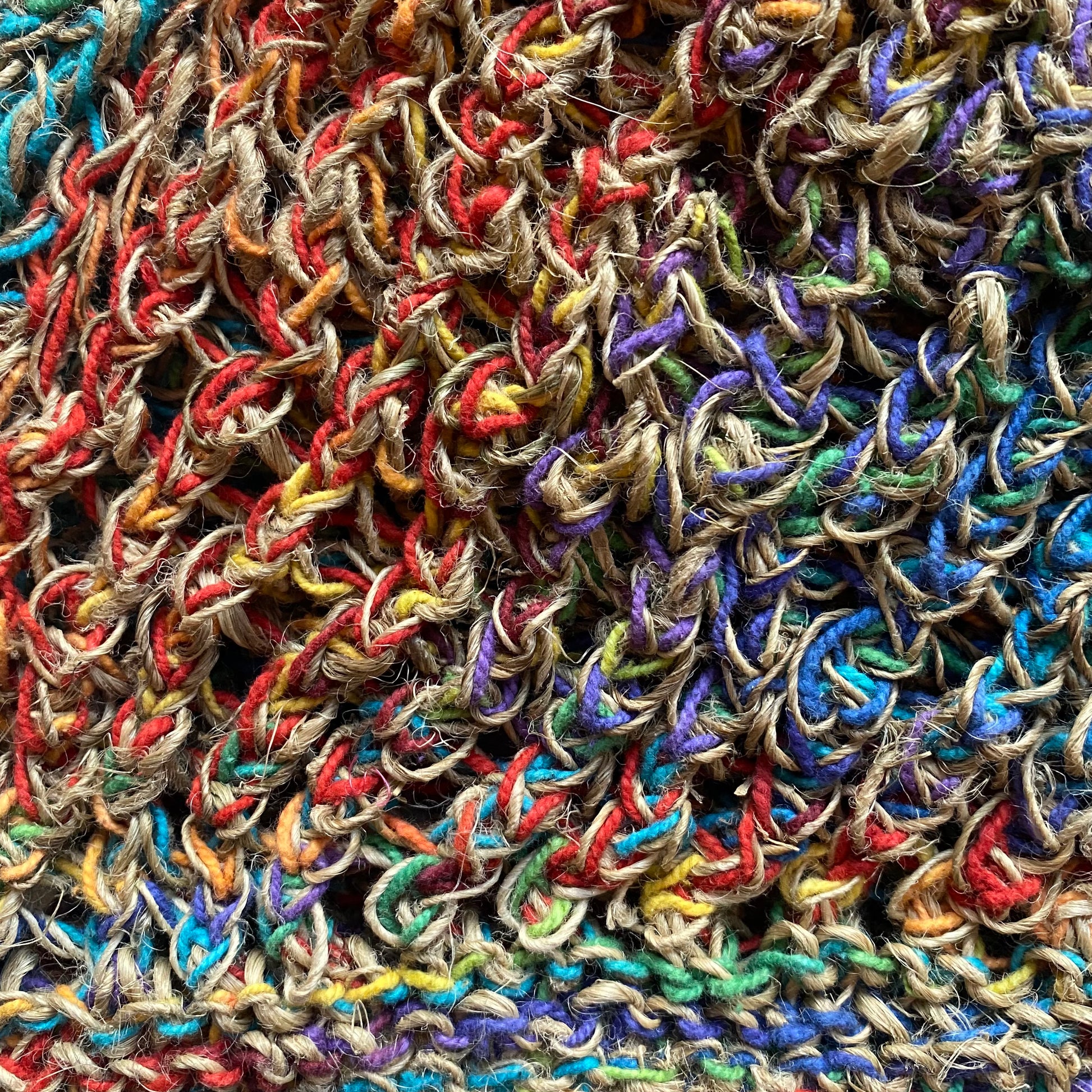 Hippie Boho Festival Handmade Rainbow Crochet Knit Hemp and Silk Mushroom Head Sock Hat 45100