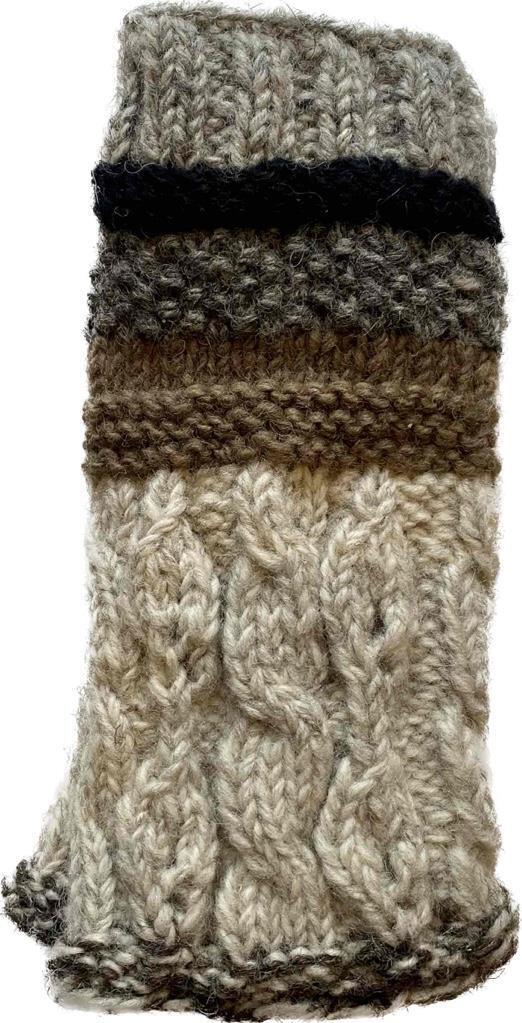 Fair Trade Hippie Knit Crochet Wool Lined Fingerless Texting Gloves Hand Warmers 5612 GY