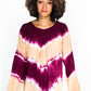 Geeta Hippie Bohemian Gypsy Indian Embroidery Tie Dye Festival Smock Squareish Neck LS Top 2910