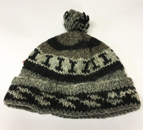 Nepal Handmade Knit Hippie Fleece Lined Roll Hat WOOL Asst Colors 4761
