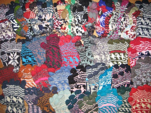 Handmade Knit Hippie Boho Pakistan Ecuador Alpaca Wool Blend Gloves One Size 4731
