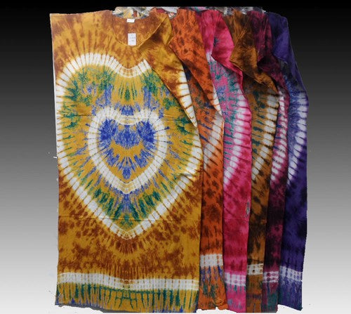 Retro Hippie Clothes Gypsy Bohemian Festival Ethnic Love Heart Tie Dye Caftan Dress KC5003